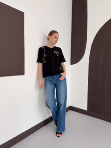 D 3025 NAKIŞLI TİŞÖRT - SİYAH #2