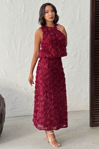Gül Süzüneli Kolsuz Bluz - BORDO #2