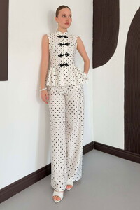Topshow Puantiyeli Pantolon - Krem | D3075