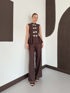 Topshow Puantiyeli Pantolon - Kahve | D3075