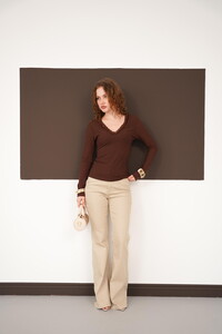 Yakası Dantel Detaylı Toptan Bluz - Kahve | F2088 - Topshow #3