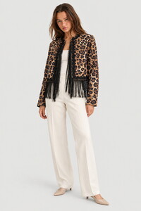 Toptan Leopar Desenli Püsküllü Kısa Ceket -  Leopar | F2194 #3