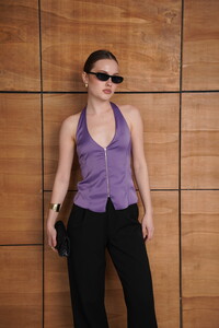 D 2952 FERMUARLI SATEN YELEK - LİLA #3