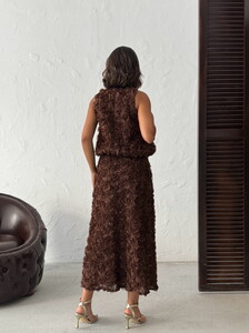 Wholesale Stylish Flounce Patterned Blouse – Modern and Elegant Option – COFFEE #5