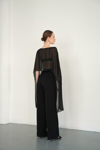 D 2938 ŞİFON PANÇO - SİYAH #5