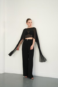 D 2938 ŞİFON PANÇO - SİYAH #2