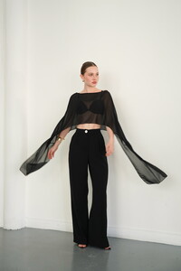 D 2938 ŞİFON PANÇO - SİYAH #3