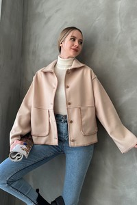 Topshow Taş Camel Kenar Dikişli Triko Toptan Gömlek #1