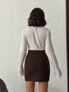 Topshow Kahve Noktalı Toptan Etek #5