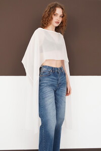 Şifon Panço - Krem | D2938 - Topshow #1