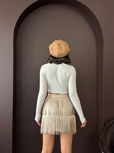 F 2030 PÜSKÜLLÜ SCUBA SÜET ETEK - TAŞ #5