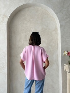 D 2648 ÇİÇEK DETAYLI GÖMLEK - PEMBE #5