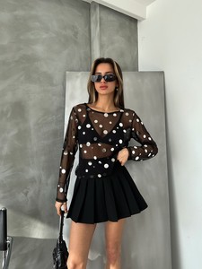 Topshow Siyah Güpür Toptan Gömlek #2