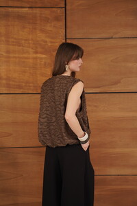 Topshow - Wholesale Jacquard Woven Zipper Vest - Coffee #5