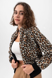 Topshow Leopar Desenli Peluş Toptan Mont #2