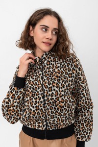Topshow Leopar Desenli Peluş Toptan Mont #3