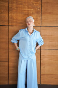 F 2062 SATEN GÖMLEK - MAVİ #2