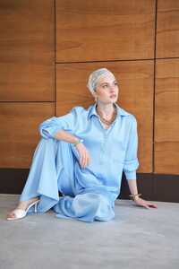 F 2062 SATEN GÖMLEK - MAVİ #4