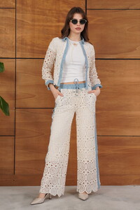 Kot Detaylı Dantel Pantolon - Ham Topshow | F1759 #1