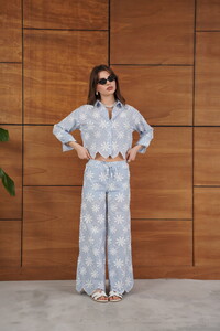 Nakışlı Toptan Pantolon - Mavi | Topshow #2