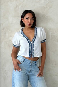 D 2846 KOT DETAYLI CEKET - KREM #1